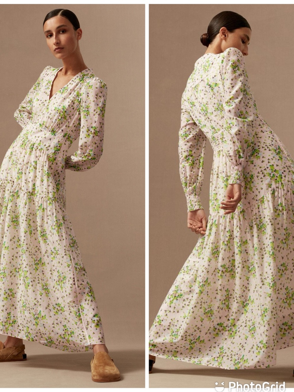 ME+EM Silk Cotton Petal Burst Print Maxi Dress